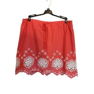 Sophie Max Orange Boho/Peasant Lined Tie Waist Embroidery Hem Skirt Sz XL